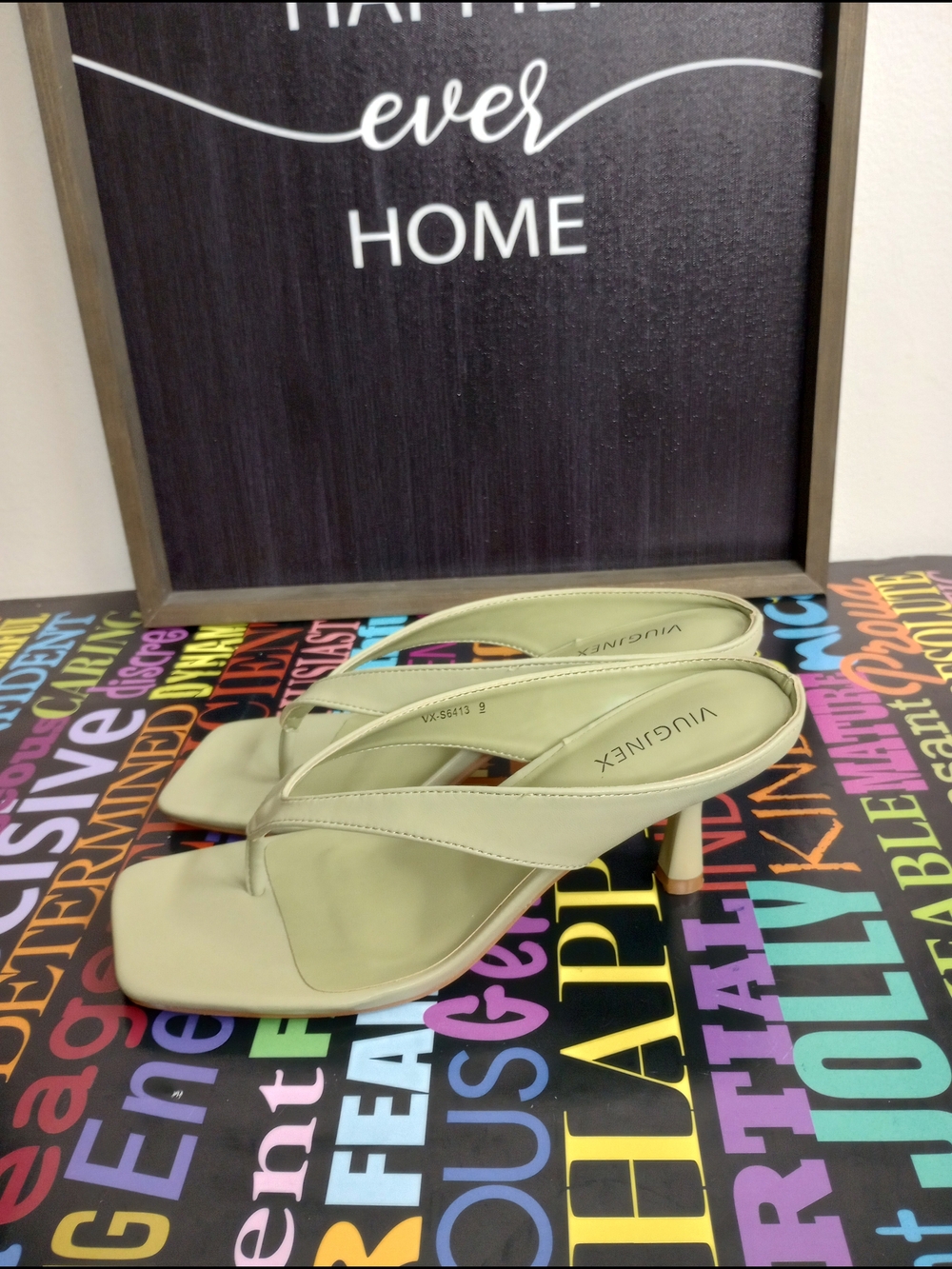 Sage Green Square-Toe Slip-On Mules